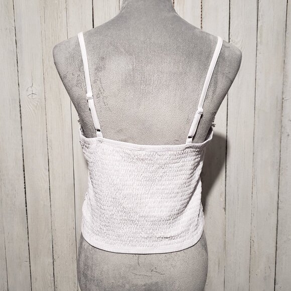 Women's L 11 13 Tank Top White Crochet Floral Boho Cottage Y2K Festival Fairy - Picture 4 of 6